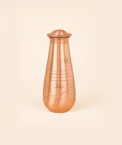 Small Copper Water Bottle With Sadhguru Quote, 500ml