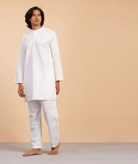 Samyama Mens Organic Cotton Sadhana Kurta - White