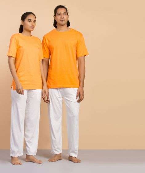 Samyama Unisex Organic Cotton Sadhana Half-Sleeve T-Shirt - Orange
