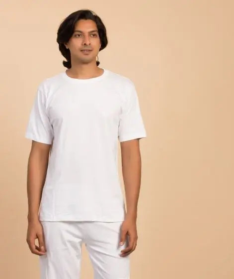 Samyama Unisex Organic Cotton Half-sleeve Sadhana T-Shirt - White