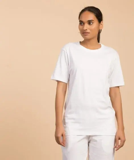 Samyama Unisex Organic Cotton Half-sleeve Sadhana T-Shirt - White