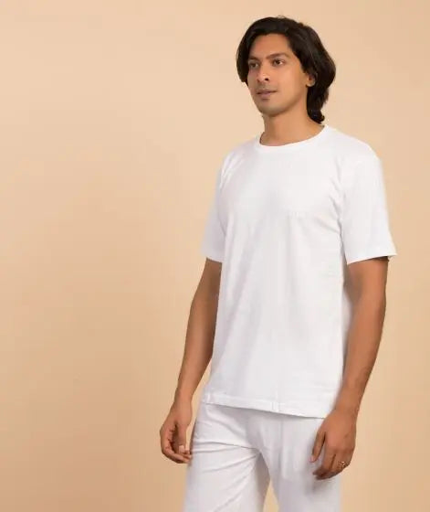 Samyama Unisex Organic Cotton Half-sleeve Sadhana T-Shirt - White