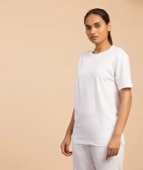 Samyama Unisex Organic Cotton Half-sleeve Sadhana T-Shirt - White