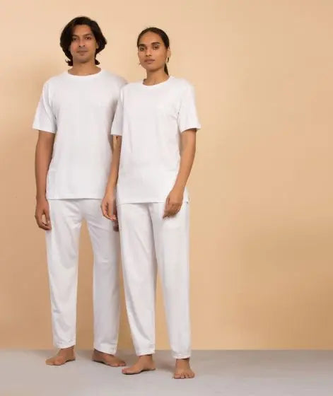 Samyama Unisex Organic Cotton Half-sleeve Sadhana T-Shirt - White