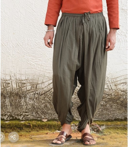 Organic Plain Dhoti Pant Olive