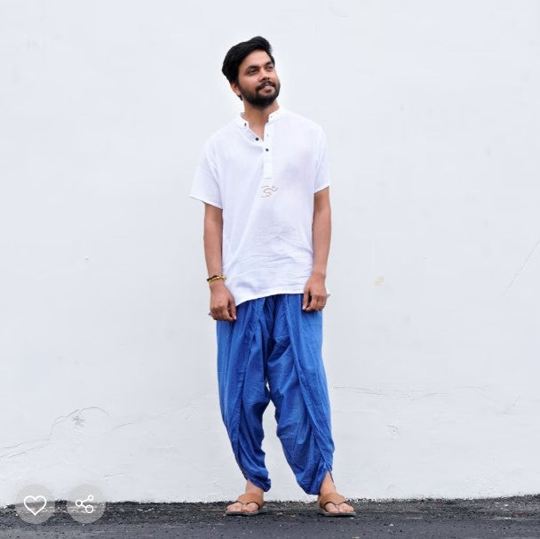 Organic Unisex Printed Dhoti Pant Indigo