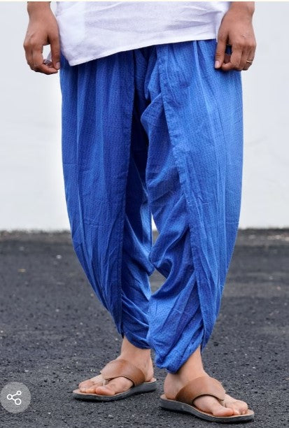 Organic Unisex Printed Dhoti Pant Indigo