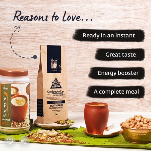 New Instant Sanjeevini Multigrain Health Drink Mix(500 gms). No Added Sugar.