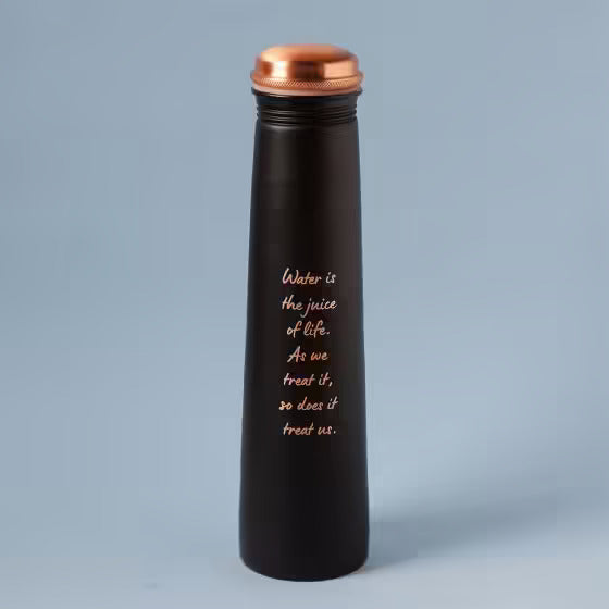 Sadhguru Quote Copper Bottle- Black. For storing and drinking water. A festive gift for home and office.