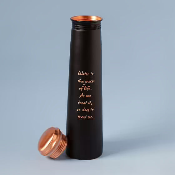 Sadhguru Quote Copper Bottle- Black. For storing and drinking water. A festive gift for home and office.