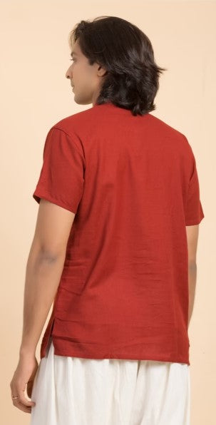 Organic Mens Om Kurta Maroon