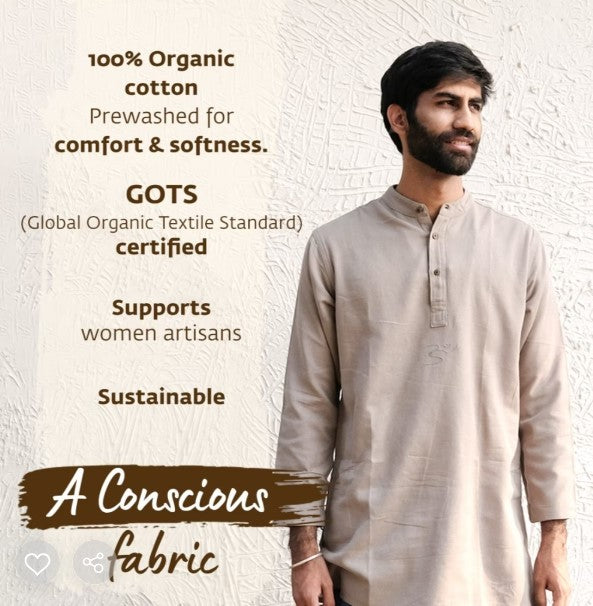 Organic Mens Om Kurta Maroon