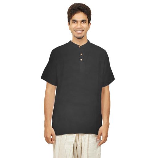 Men's Black Hemp Kurta