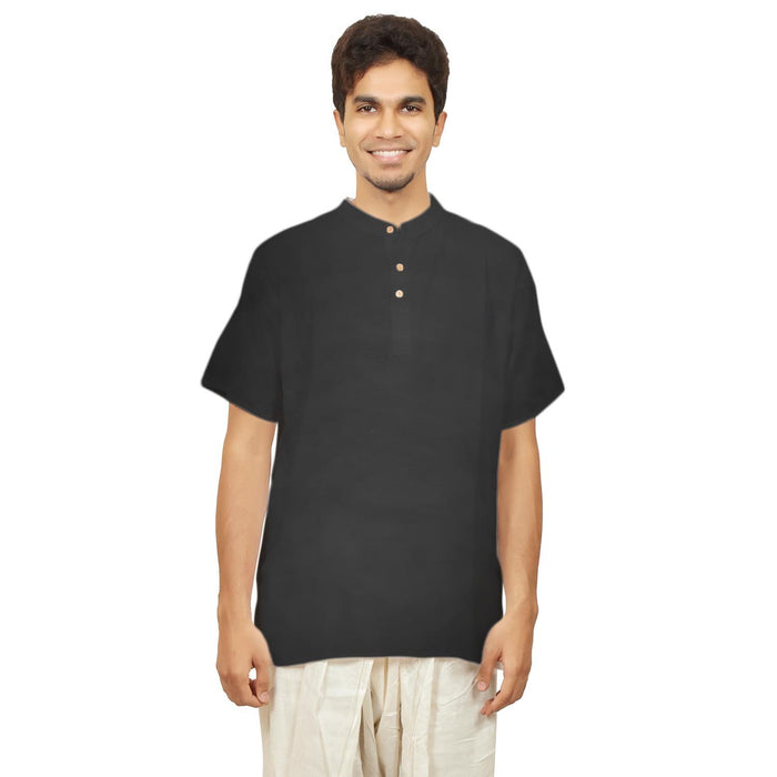 Men's Black Hemp Kurta