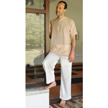 Men Organic Cotton Knitted Drawstring Pants - White