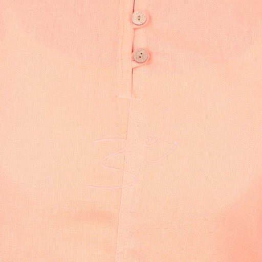 Women Organic Cotton Embroidered Aum Kurta - Coral