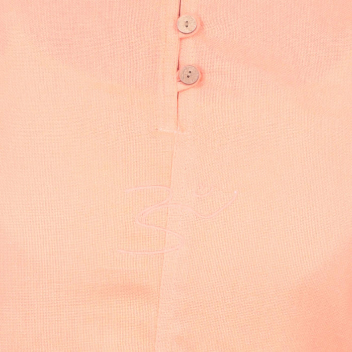 Women Organic Cotton Embroidered Aum Kurta - Coral