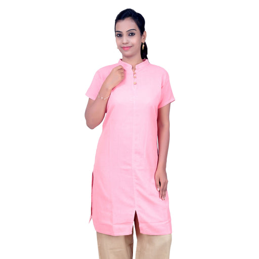 Women Organic Cotton Embroidered Aum Kurta - Pink