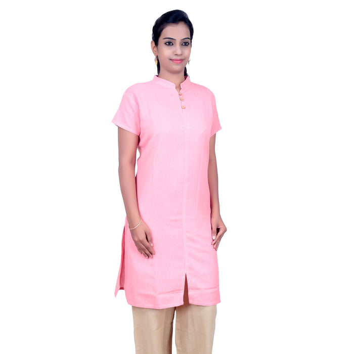 Women Organic Cotton Embroidered Aum Kurta - Pink