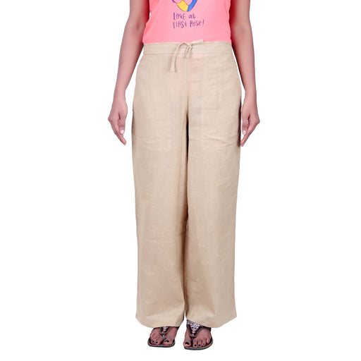 Women Organic Cotton Knitted Drawstring Pants - Beige