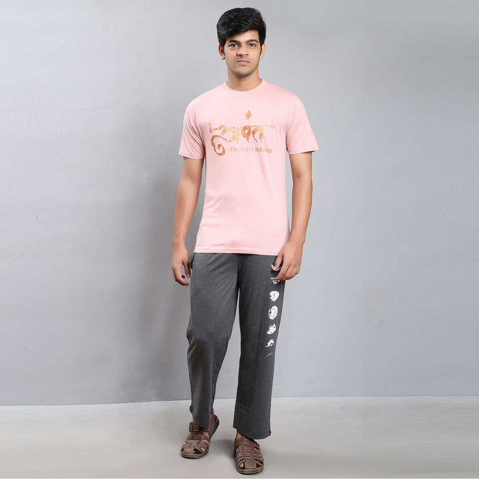 Unisex Peach Cotton Ananta Copper Printed T-Shirt