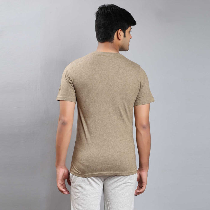 Unisex Cotton Anand Copper Printed T-shirt - Olive