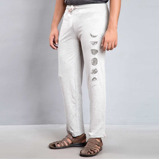 Unisex Moon Printed Track Pants - Light Grey