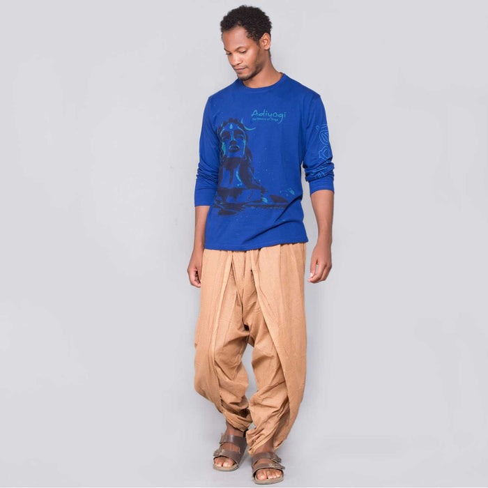 Unisex Blue Adiyogi Printed Full Sleeve T-Shirt