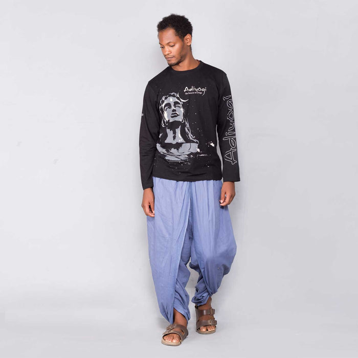Unisex Black Adiyogi Printed Full Sleeve T-Shirt