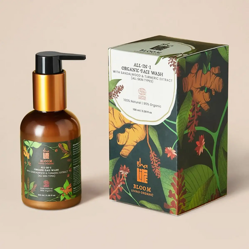 Bloom All in 1 Organic Face Wash WIth Sandalwood & Turmeric Extract (All Skin Types) - 100ml