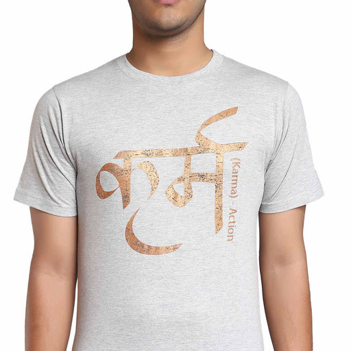 Unisex Cotton Karma Copper Printed T-shirt - Grey