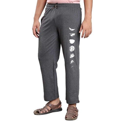 Unisex Moon Printed Track Pants - Dark Grey