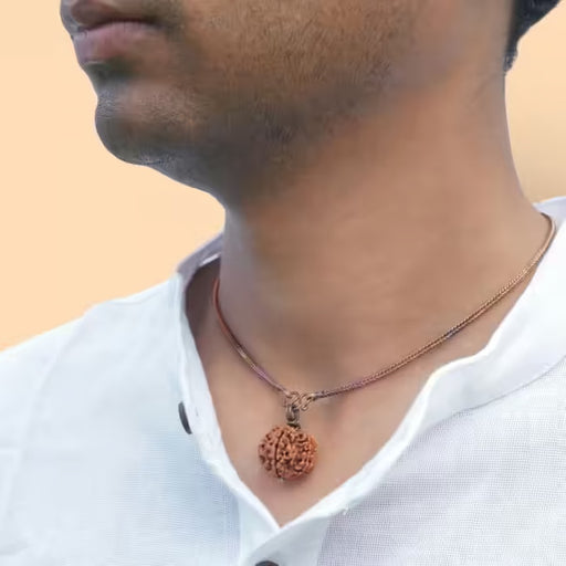 Adiyogi Rudraksha with copper chain. Consecrated Isha Panchamukhi (five faced) Rudraksha bead.