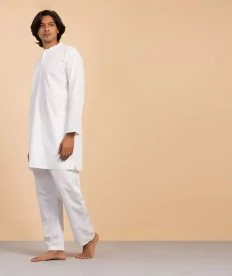 Samyama Mens Organic Cotton Sadhana Kurta - White