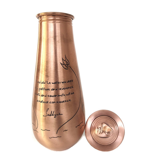 Copper Water Bottle Engraved with Sadhguru Quote, 700 ml