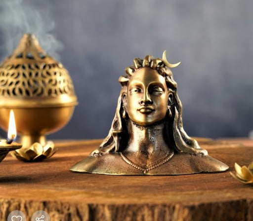 Adiyogi Statue Metal - 4 inch - Antique Brass