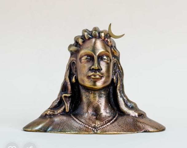 Adiyogi Statue Metal - 4 inch - Antique Brass