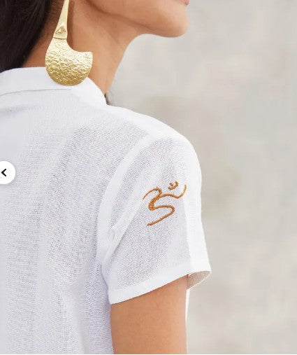 Women's 100% Organic Cotton Kurta with Embroidered "Aum" - White