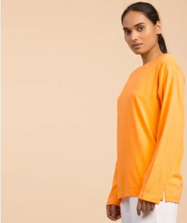 Samyama Unisex Organic Cotton Sadhana Full-Sleeve T-Shirt - Orange