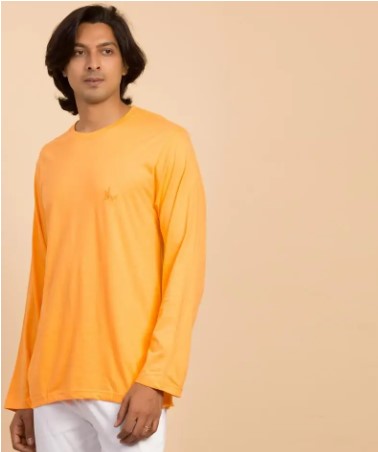 Unisex Organic Cotton Sadhana Full-Sleeve T-Shirt - Orange