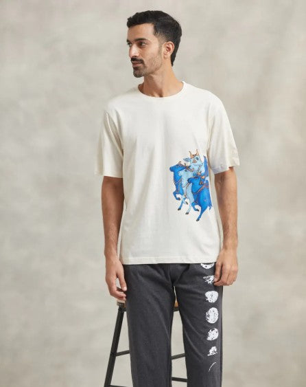 Unisex Nandi Printed Organic Cotton T-Shirt - Off White
