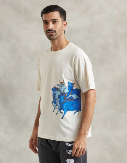 Unisex Nandi Printed Organic Cotton T-Shirt - Off White