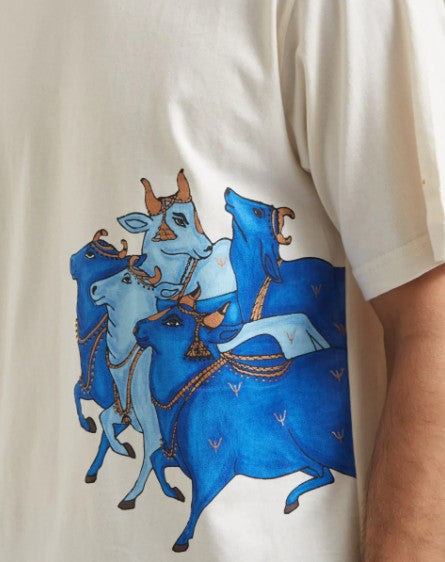 Unisex Nandi Printed Organic Cotton T-Shirt - Off White