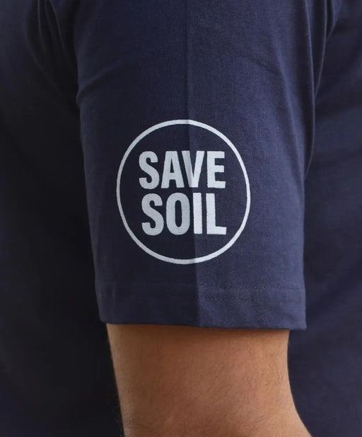 Unisex Save Soil Logo Short Sleeve Organic Cotton Navy Blue T-Shirt