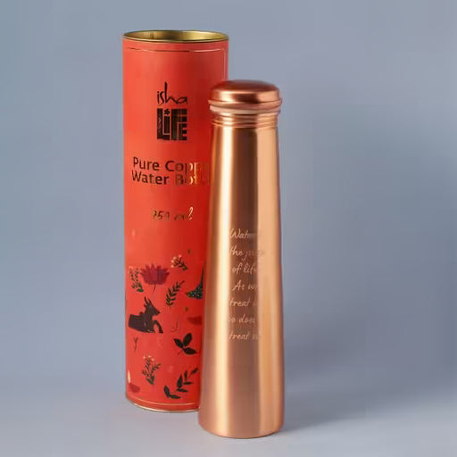 Sadhguru Quote Copper Bottle. For storing and drinking water. A festive gift for home and office.