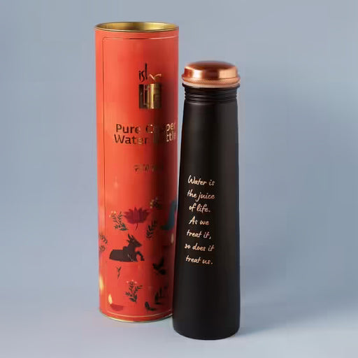 Sadhguru Quote Copper Bottle- Black. For storing and drinking water. A festive gift for home and office.