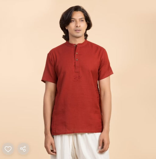 Organic Mens Om Kurta Maroon