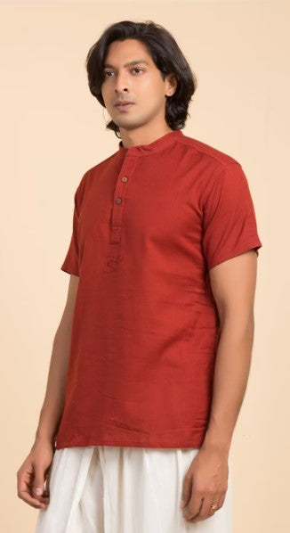 Organic Mens Om Kurta Maroon