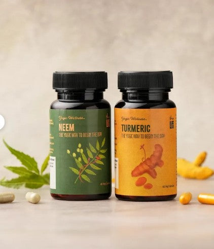 Neem and Turmeric powder in veg capsules. Combo pack. 60 capsules each. For daily detox.