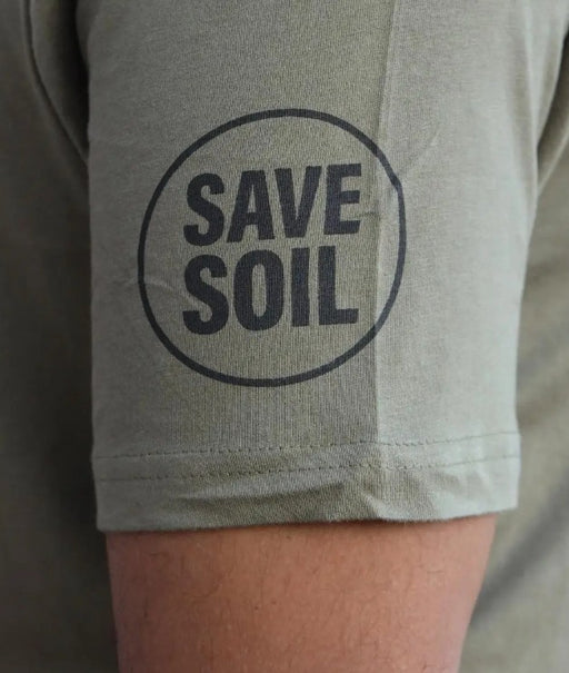 Unisex Save Soil Print Short Sleeve Organic Cotton Olive Green T-Shirt